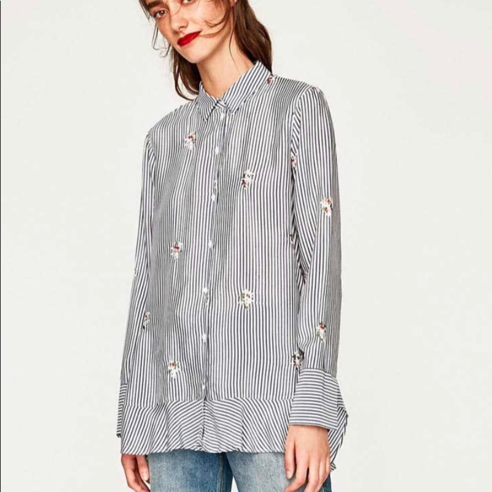 ZARA Stripe Collar Shirt NWOT